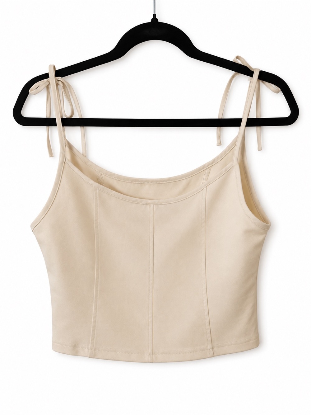 MOTEL Beige Tie-Strap Cropped Tank Top NWT